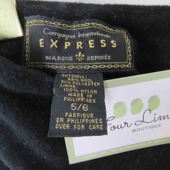 Vintage Compagnie Express Black A-Line Mini Skirt 27" Formal Pencil Skirt Twee - Picture 4 of 4